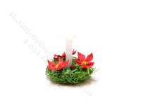 (image for) Miniature Christmas Candle in Poinsetta Wreath for Dollhouses