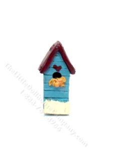 (image for) Miniature Blue Birdhouse for Dollhouses