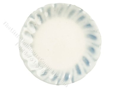 (image for) Miniature Ceramic Plate with Light Blue Scalloped Petal Edges