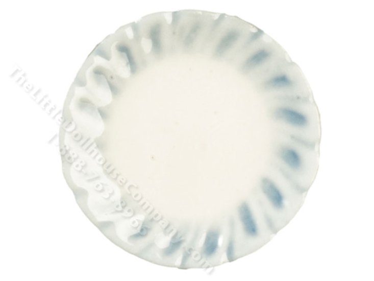 (image for) Miniature Ceramic Plate with Light Blue Scalloped Petal Edges