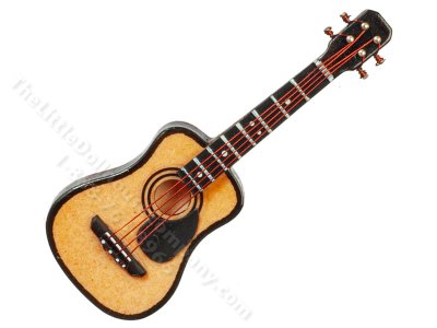 (image for) Miniature Acoustic Guitar + Case for Dollhouses