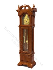 (image for) As Is Vintage Miniature Bespaq Grandfather Clock for Dollhouses - Walnut
