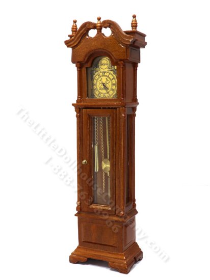 (image for) As Is Vintage Miniature Bespaq Grandfather Clock for Dollhouses - Walnut