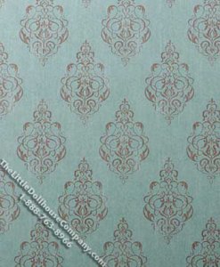 (image for) Paisley on Green Pattern Miniature Wallpaper for Dollhouses