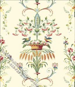 (image for) Dollhouse Scale Model Wallpaper Neoclassic Wheat Bird Floral