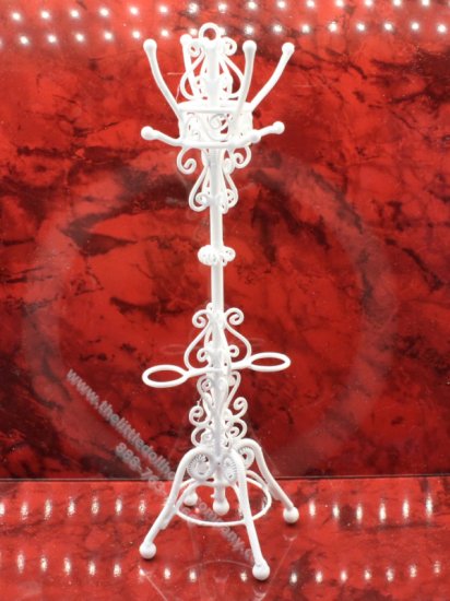 (image for) Dollhouse Miniature White Metal Hall Stand/Plant Stand
