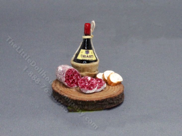 (image for) Miniature Round Wine and Meat Board for Dollhouses
