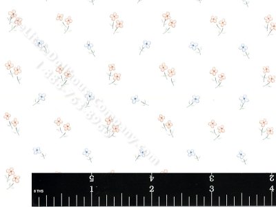 (image for) Blue and Pink Floral Miniature Wallpaper for Dollhouses