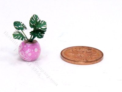 (image for) Handmade Miniature 1/4 Scale Philodendron in Pink Vase