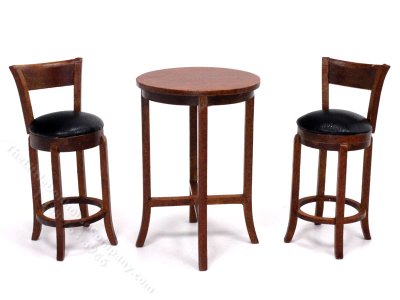 (image for) Miniature Bar Set with Table and 2 Stools for Dollhouses
