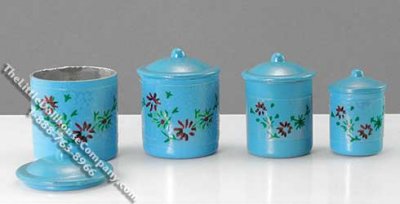 (image for) Miniature Assorted Blue Canister Set for Dollhouses