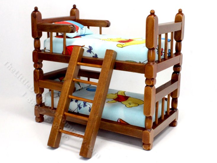 (image for) Miniature Walnut Bunk Bed with Winnie the Pooh Bedding