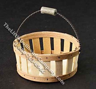 (image for) Miniature Round Basket with Wire Handle for Dollhouses