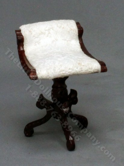 (image for) Miniature Mahogany Harp Organ or Piano Stool for Dollhouses