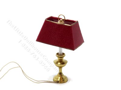 (image for) Miniature 12v Rectangular Table Lamp for Dollhouses - Red
