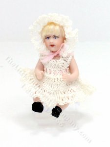 (image for) Blonde Toddler in Lace Dress and Bonnet by Cindy's Dolls