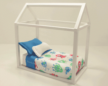 (image for) Dollhouse Miniature Modern White Alien Children's Bed