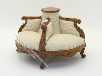 (image for) Miniature Round Walnut & Fabric Conversation Chair