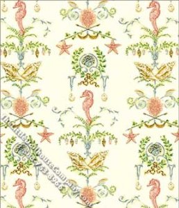 (image for) Dollhouse Scale Model Wallpaper Starfish & Seahorse Pattern
