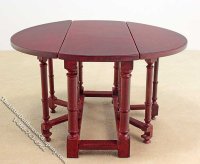 (image for) Miniature Folding Mahogany Round Dining Table for Dollhouses