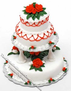 (image for) Dollhouse Scale Model 3 Tier Christmas Wedding Cake