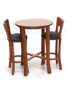 (image for) Miniature Round Table with 2 Bar Stools for your Dollhouse