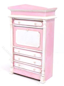 (image for) Miniature Pink and White Secretary Desk for Dollhouses