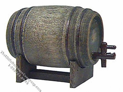 (image for) Miniature Aged Beer Barrel on a Stand for Dollhouses