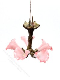 (image for) Miniature Brass Pink 5 Shade Chandelier by Jim Pounder