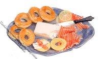 (image for) Miniature Bagels and Cream Cheese Platter for Dollhouses