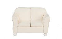 (image for) Miniature Cream Leather Love Seat for Dollhouses