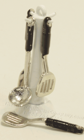 (image for) Miniature Kitchen Utensils with White Stand