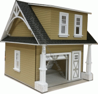 (image for) Craftsman one car garage Laser Cut Dollhouse Kit