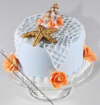 (image for) Dollhouse Scale Model Blue Ocean Starfish Cake