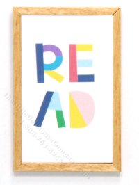 (image for) Miniature Colourful 'READ' Rectangular Framed Print on Wood