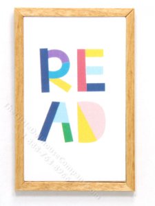 (image for) Miniature Colourful 'READ' Rectangular Framed Print on Wood