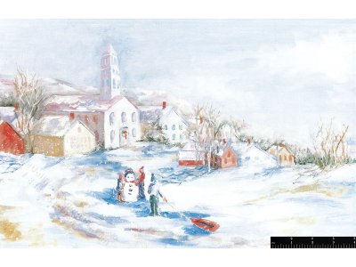 (image for) Winter Wonderland Miniature Wallpaper Mural for Dollhouses
