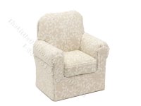 (image for) 1:24 Scale Miniature Ivory Leaves Armchair for Dollhouses - Beige