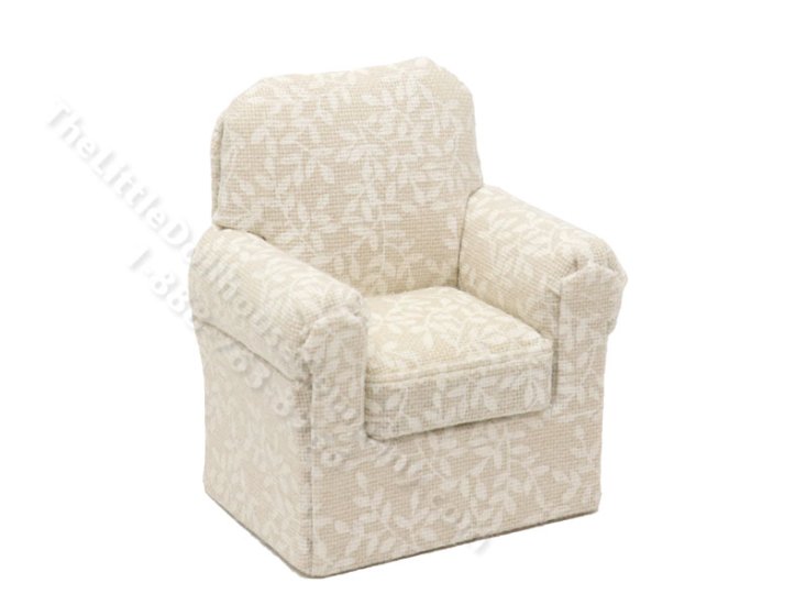 (image for) 1:24 Scale Miniature Ivory Leaves Armchair for Dollhouses - Beige