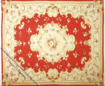 (image for) Dollhouse Scale Model Rectangular Yellow & Red Rug