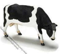 (image for) Dollhouse Scale Model Black & White Cow Grazing