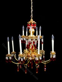 (image for) Dollhouse Miniature Venetian Red Crystal Chandelier