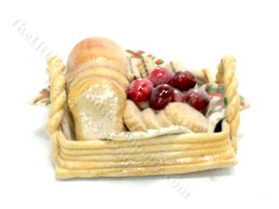 (image for) Miniature Ceramic Picnic Basket for Dollhouses
