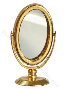 (image for) Miniature Brass Table/Dresser Mirror - Large
