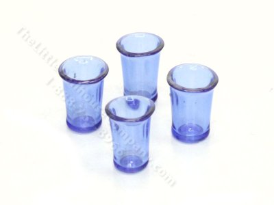 (image for) Miniature Set of Four Blue Glass Cups by Gerd Felka