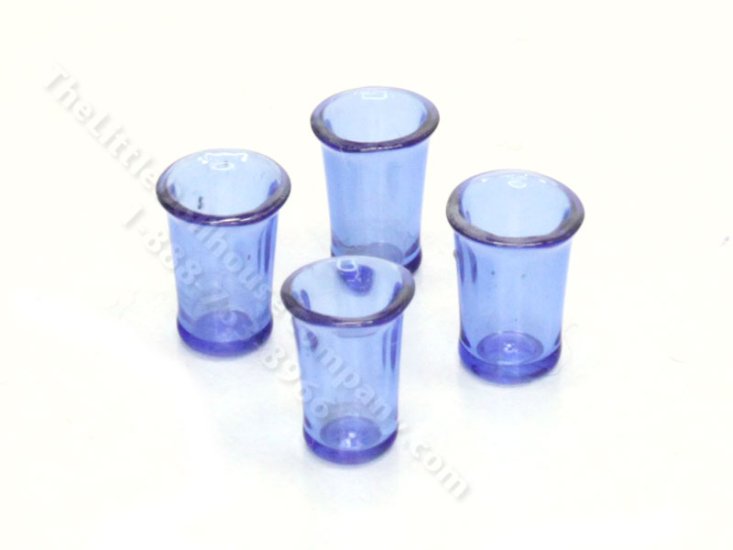 (image for) Miniature Set of Four Blue Glass Cups by Gerd Felka