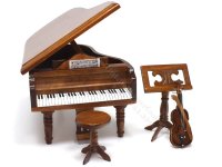 (image for) Miniature Walnut Violin and Piano Duet Set