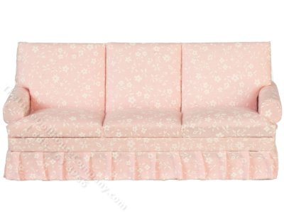 (image for) Miniature Pink Floral Living Room Sofa For Dollhouses