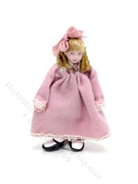 (image for) Handmade Miniature Doll in a Rose Night Gown for Dollhouses