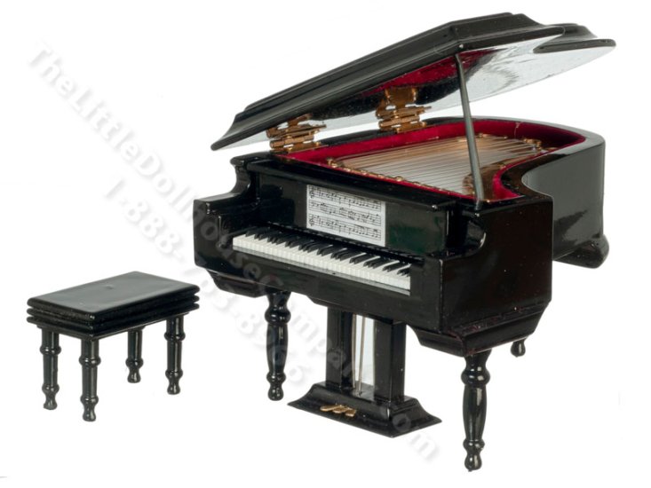 (image for) Miniature Large Grand Piano For Dollhouses